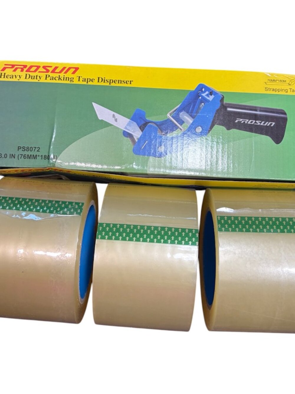 PACKING TAPE DISPENSER AND 3 ROLLS TAPE